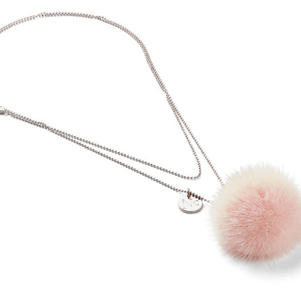 Halsband med minktofs Babyrosa