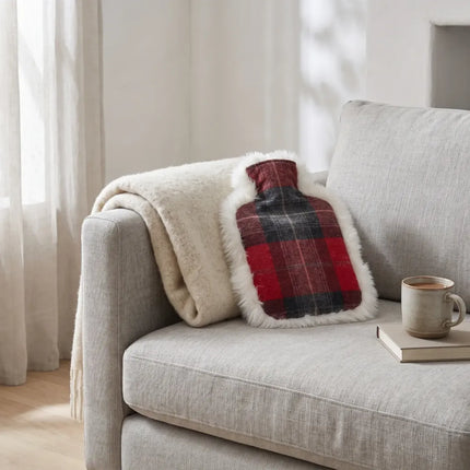 Värmeflaska | Fårskinn och ull | 37x27 cm Lindsay Tartan/Vit