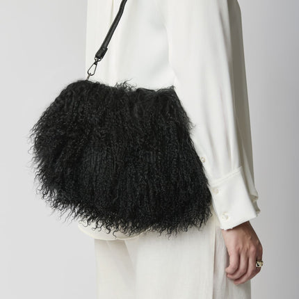 Jasmin muffväska | Tibetanskt fårskinn   Ljusgrön