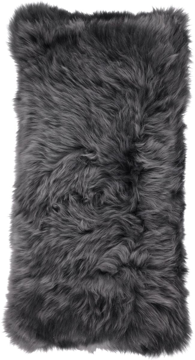 Fårskinnskudde | Lång lugg | 28x56 cm Mörkgrå
