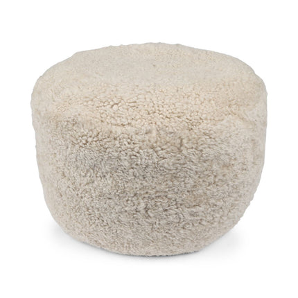 Sittpuff Cylinder | Fårskinn | Kort lugg | D44x33 cm Pearl