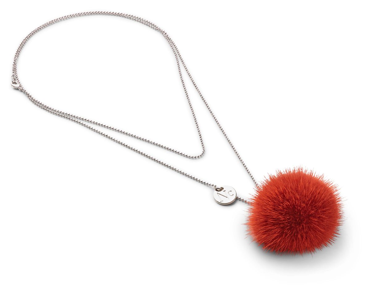 Halsband med minktofs Röd