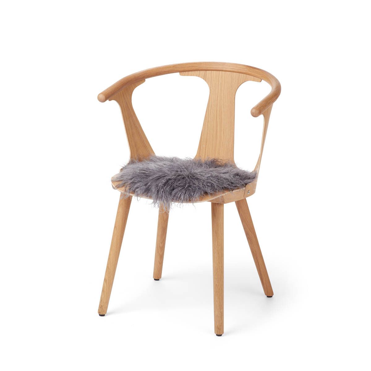 Stolsdyna | Lockig | Tibet | D34 cm Mörkgrå