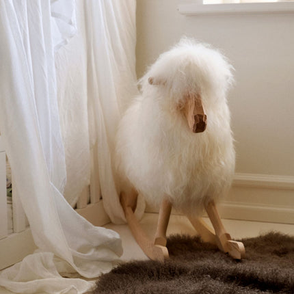 Gungfår | Lång lugg | L85xW25xH60 cm Natur Svart