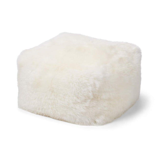Sittpuff | Fårskinn | Lång lugg | 50x50x32 cm