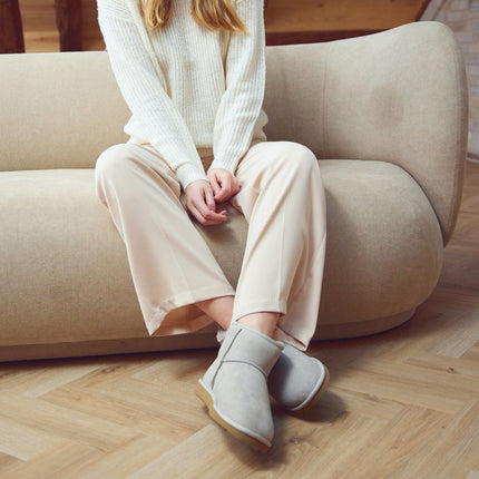 Mini Boots | Mocka & äkta fårull Svart