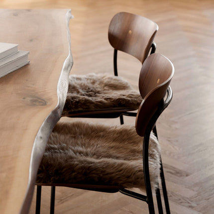 Stolsdyna | Fårskinn | Lång lugg | 35x35 cm Svart