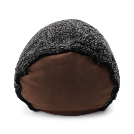 Sittpuff Cylinder | Fårskinn | Kort lugg | D44x33 cm Koksgrå