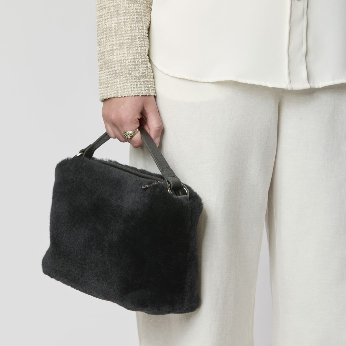 Olivia handväska | Lammull  Beige