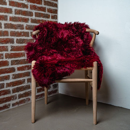 Fårskinn [populär] | Till stol | Lång lugg | ca 85x60 cm Burgundy Serie