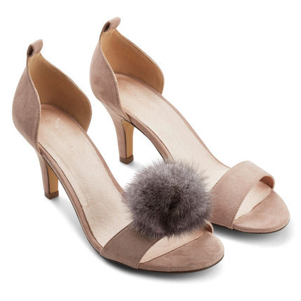 Shoes Pom Pom Clip | Mink | 5 cm (2 pcs. set) Mörkgrå