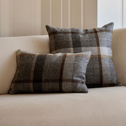 Checked Collection | Ullkudde | Dubbelsidig | 52x52 cm | 34x52 cm Kakao – Mörkbrun