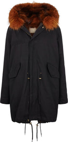 Petra Parkas | Tvättbjörnspäls Svart / Mörkorange