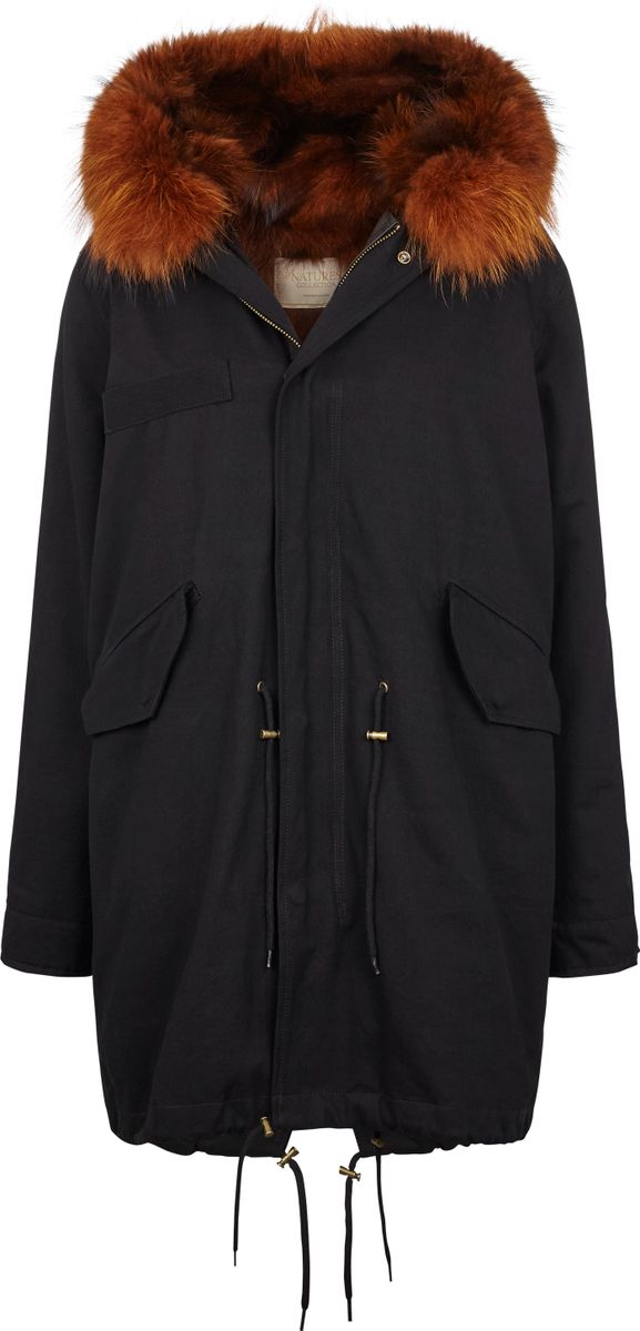 Petra Parkas | Tvättbjörnspäls Svart / Mörkorange