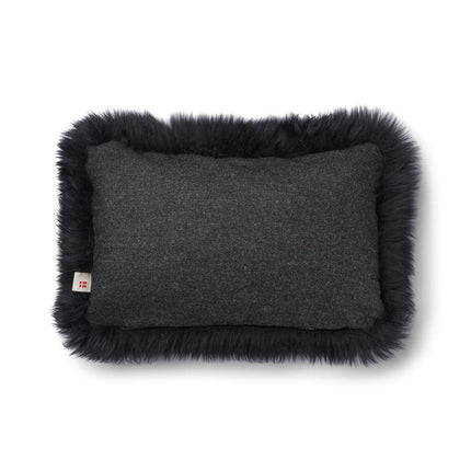 Long-Wool Sheepskin Cushion | 34x52 cm Charcoal/Svart