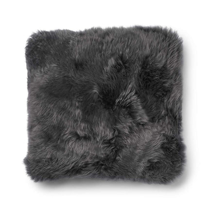 Long-Wool Sheepskin Cushion | 52x52 cm Sten/stål