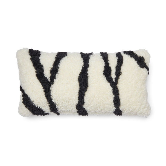 Fårskinnskudde Zebramönster | Kort fårull | Dubbelsidig | 30x60 cm
