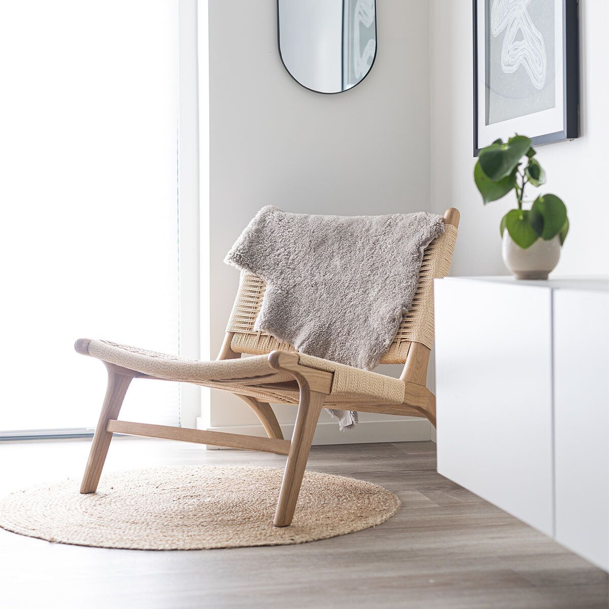 Merino fårskinn | Kort lugg | Nya Zeeland | ca. 90x60 cm Vit
