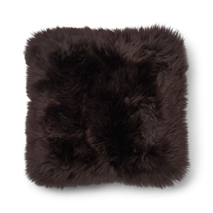 Long-Wool Sheepskin Cushion | 52x52 cm Choklad