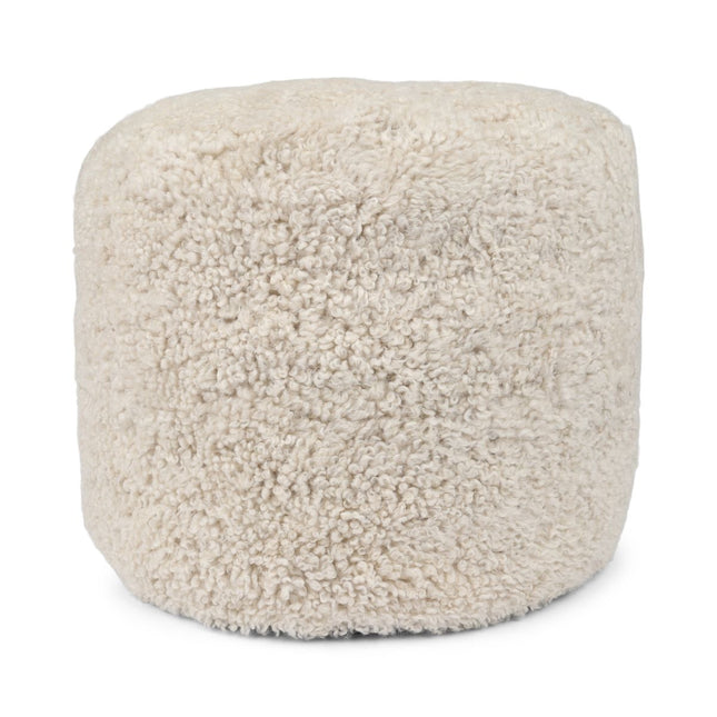 Sittpuff Cylinder | Fårskinn | Kort lugg | D44x33 cm