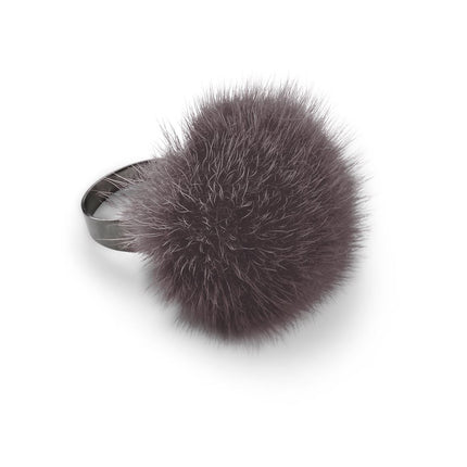 Pom Pom Ring Mörkgrå