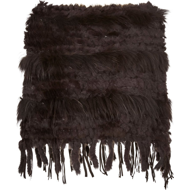 Kamilla Poncho | Kanin- och tvättbjörnspäls Mörkbrun