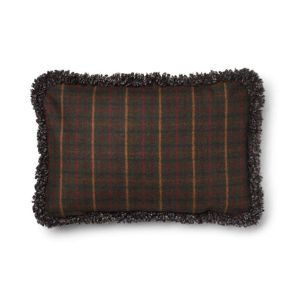 Checked Collection | Ullkudde | Kort lugg | Dubbelsidig | 52x52 cm | 34x52 cm Rutig Mörkgrön / Cappuccino