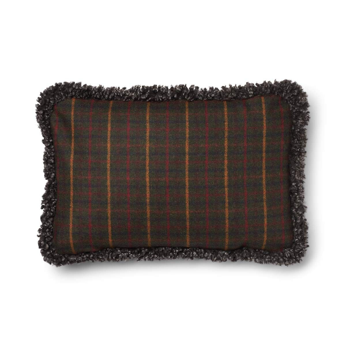 Checked Collection | Ullkudde | Kort lugg | Dubbelsidig | 52x52 cm | 34x52 cm Rutig Mörkgrön / Cappuccino