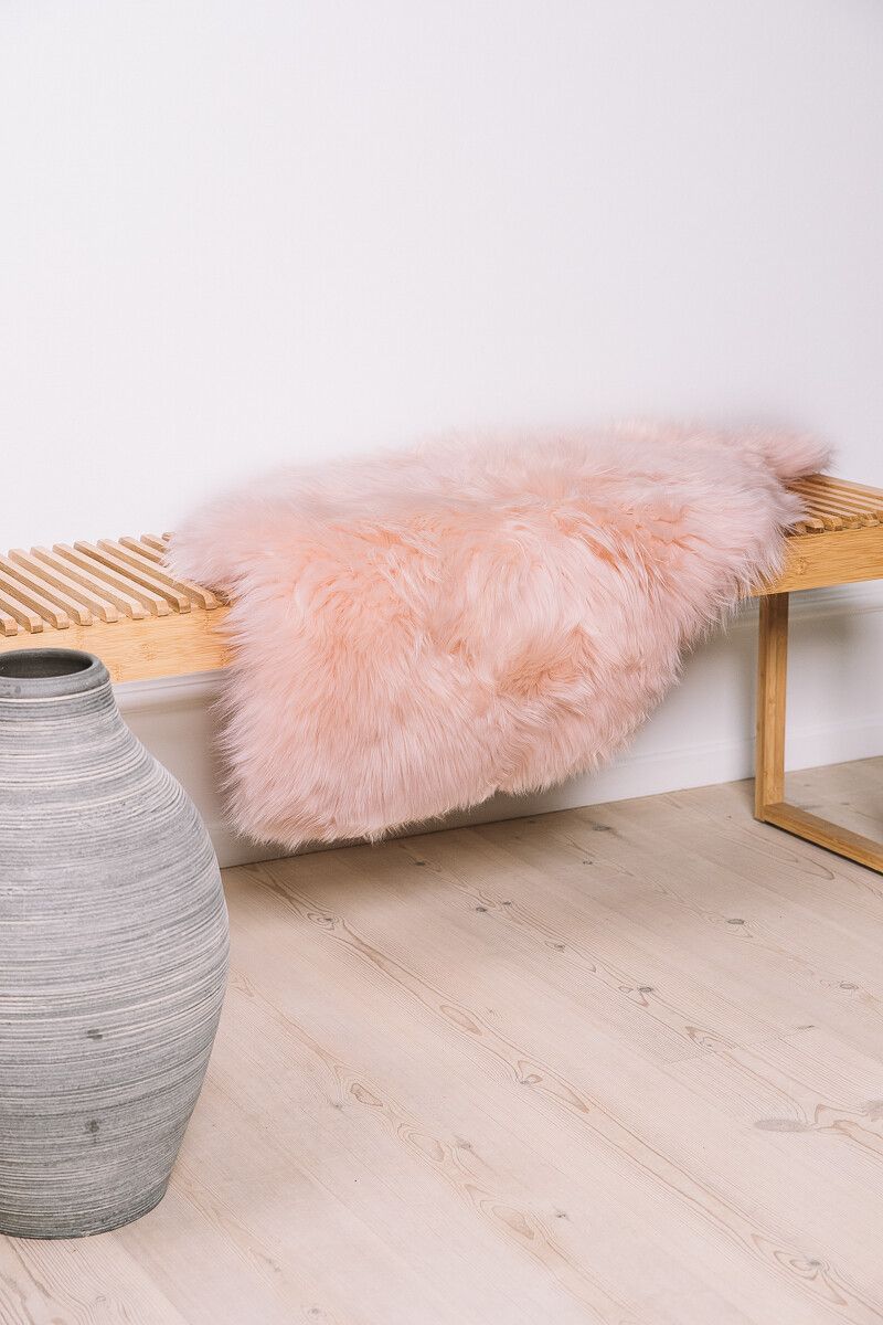 Fårskinn [populär] | Till stol | Lång lugg | 90x60 cm Mörk Rosa
