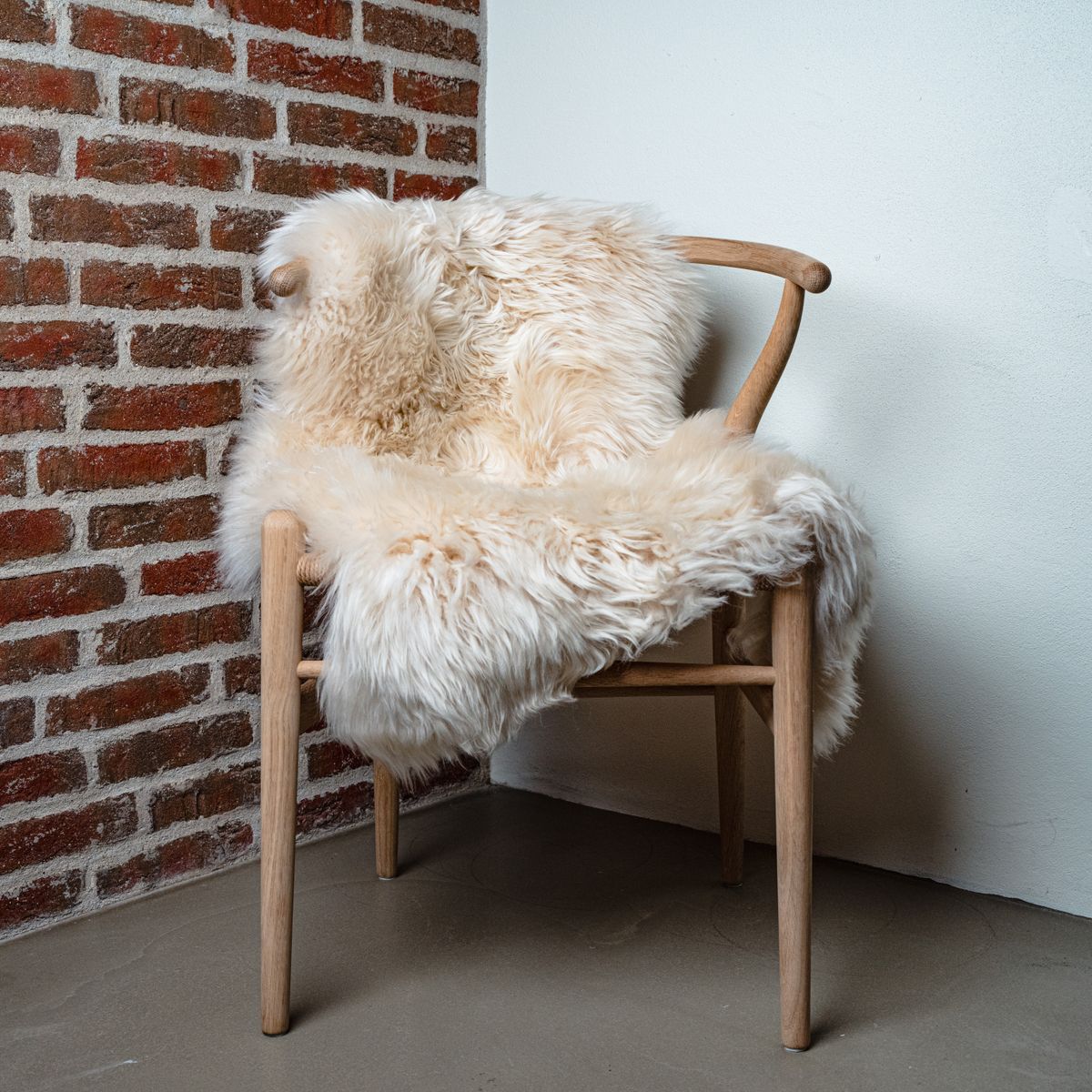 Fårskinn | Lång lugg | Nya Zeeland | 100x60 cm Beige