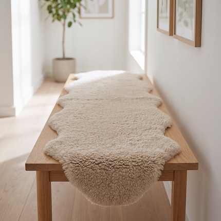  Dubbel Fårskinn | Kort ull | 170x60 cm Ljusbrun