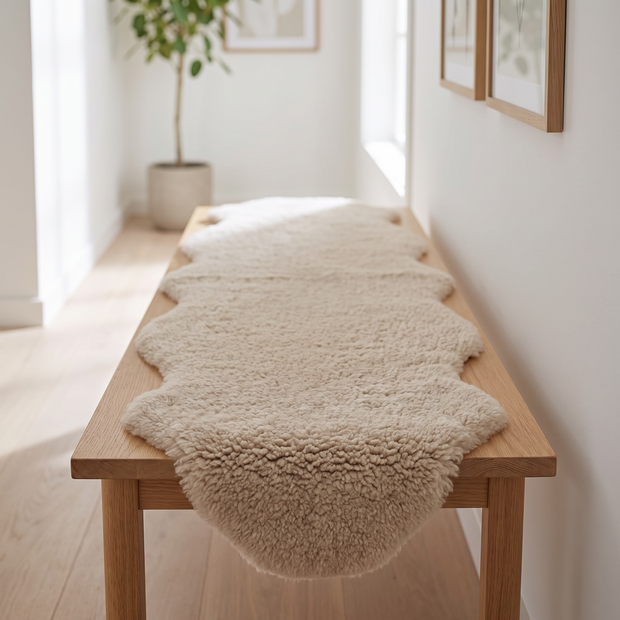  Dubbel Fårskinn | Kort ull | 170x60 cm Ljusbrun
