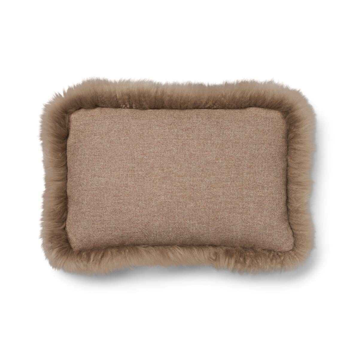 Classic Collection | Ullkudde | Lång lugg | Dubbelsidig | 52x52 cm | 34x52 cm Beige / Ljusbrun