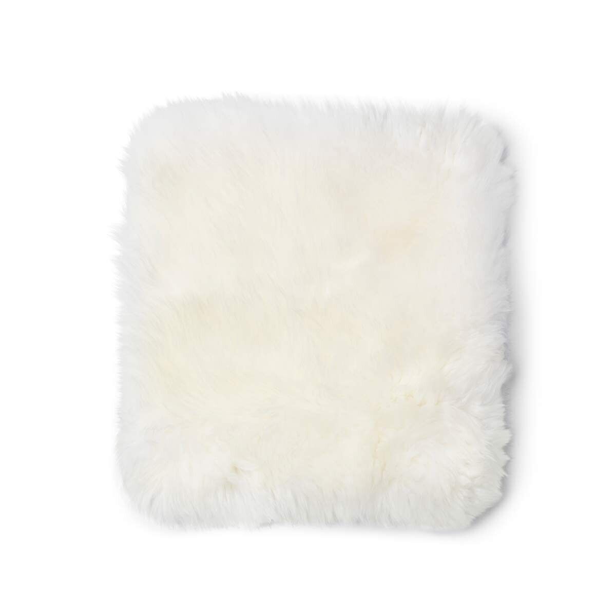 Stolsdyna | Fårskinn | Lång lugg | 35x35 cm Vit