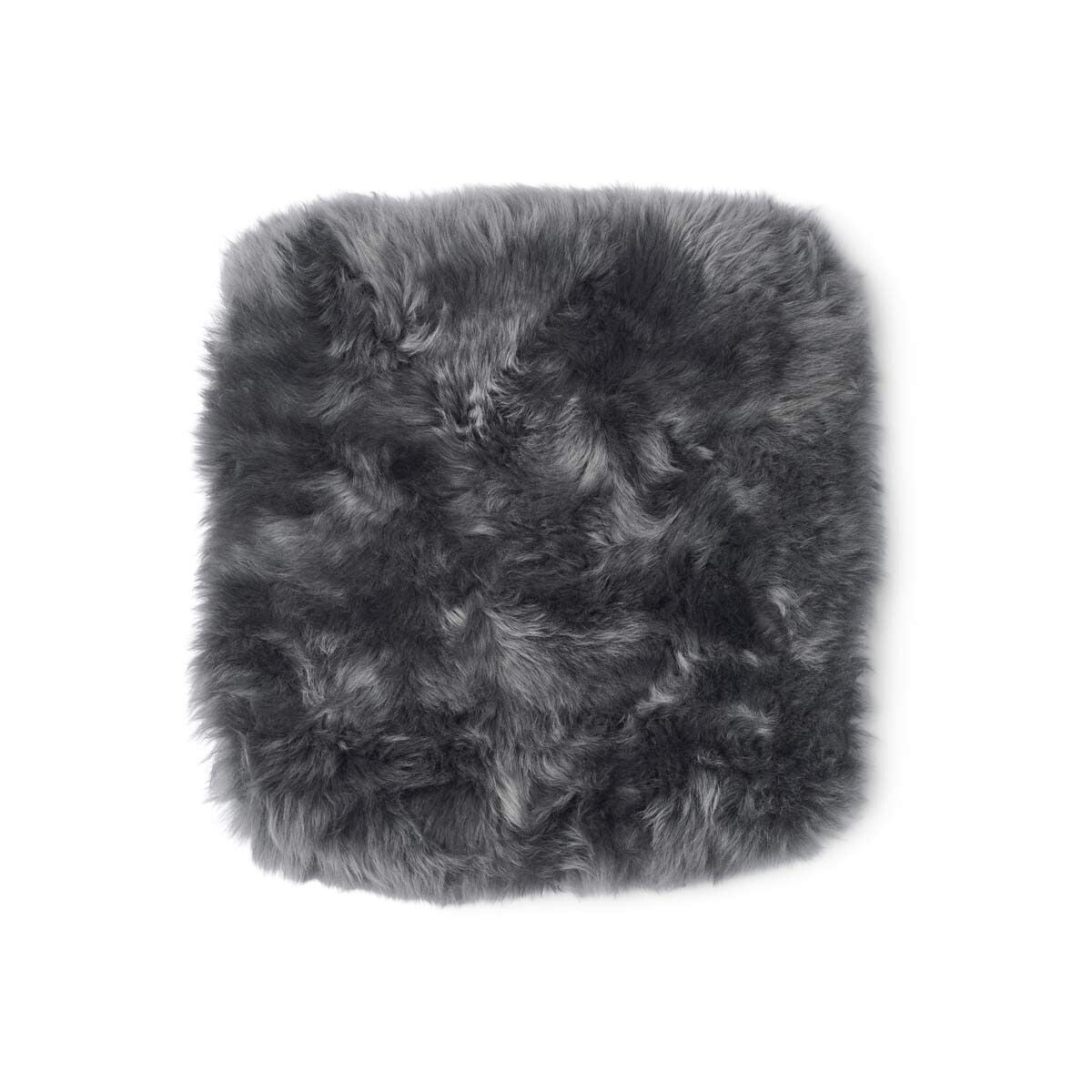 Stolsdyna | Fårskinn | Lång lugg | 35x35 cm Mörkgrå