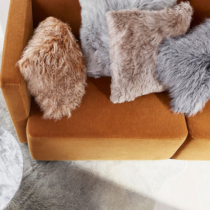 Fårskinnskudde | Lockig | Dubbelsidig | Tibet | 40x40 cm Svart