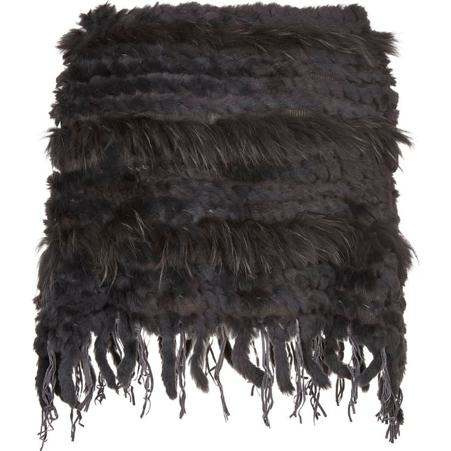 Kamilla Poncho | Kanin- och tvättbjörnspäls Mörk Grå