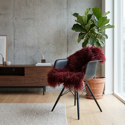 Fårskinn Premium | Lång lugg | 85x50 cm Bordeaux