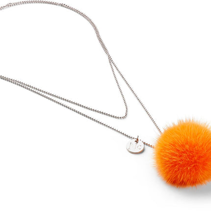 Halsband med minktofs Orange Röd