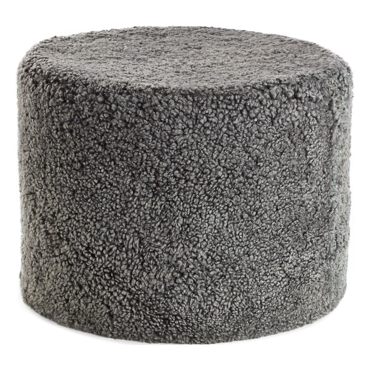 Sittpuff Cylinder | Fårskinn | Kort lugg | D44x33 cm