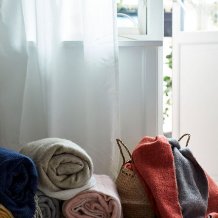 Ullpläd | Mohair mix | 130x170 cm Rödbrun / Grå