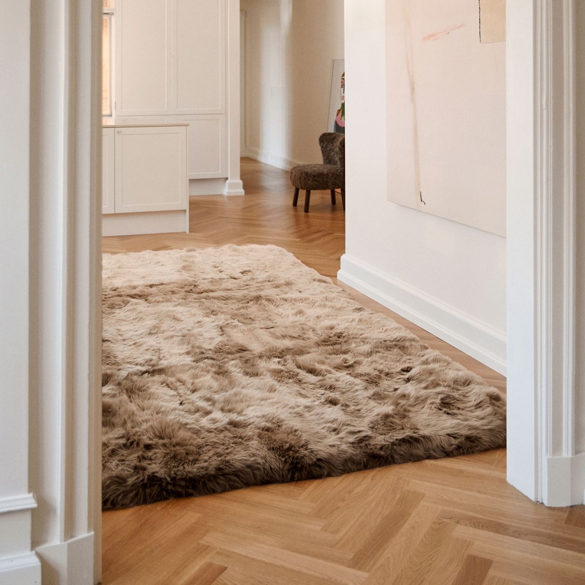 Fårskinnsmatta | Lång lugg  Svart