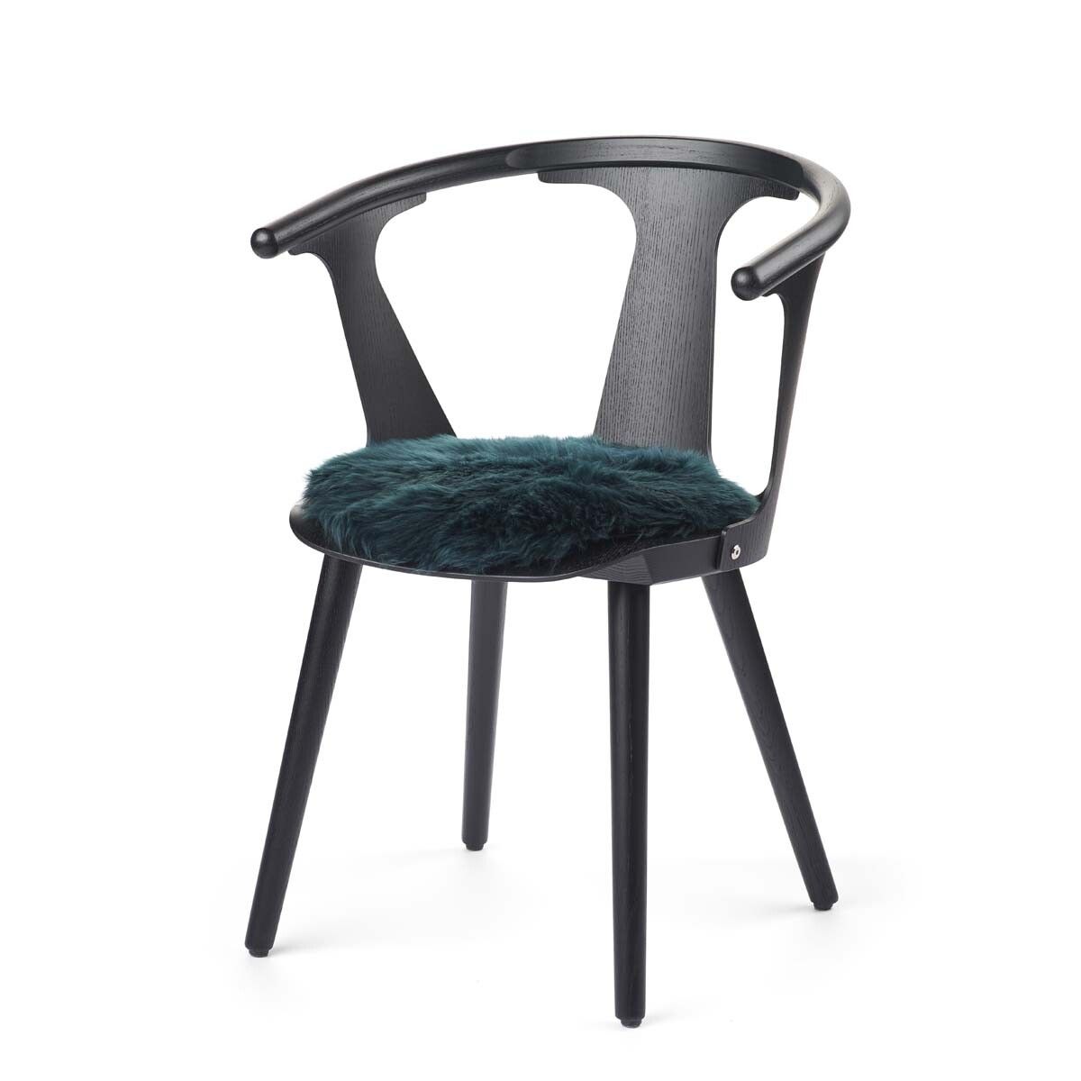 Stolsdyna | Fårskinn | Lång lugg | D38 cm Blågrön