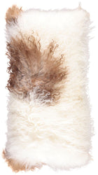 Fårskinnskudde | Lockig | Tibet | 28x56 cm Vit / Brun / Mix