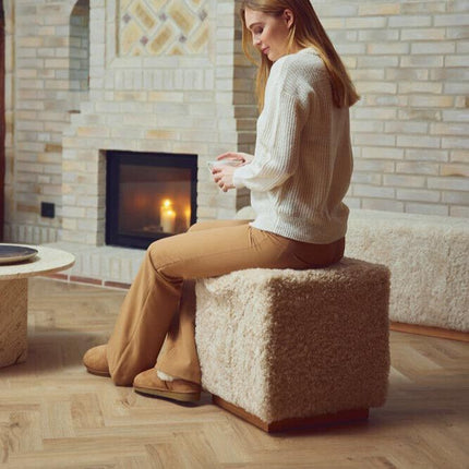 Fotpall/Sittpuff Benjamin | Polstrad Koksgrå