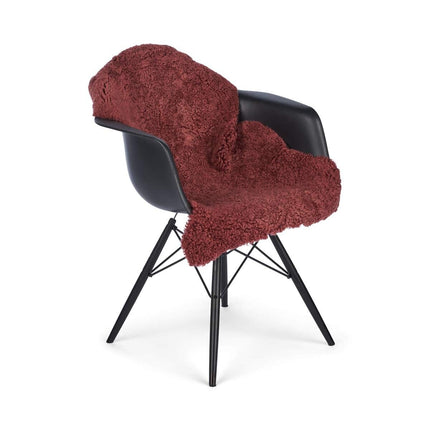 Fårskinn | Korthårigt Krulligt | Nya Zeeland | Matta 100 cm Ljus bordeaux