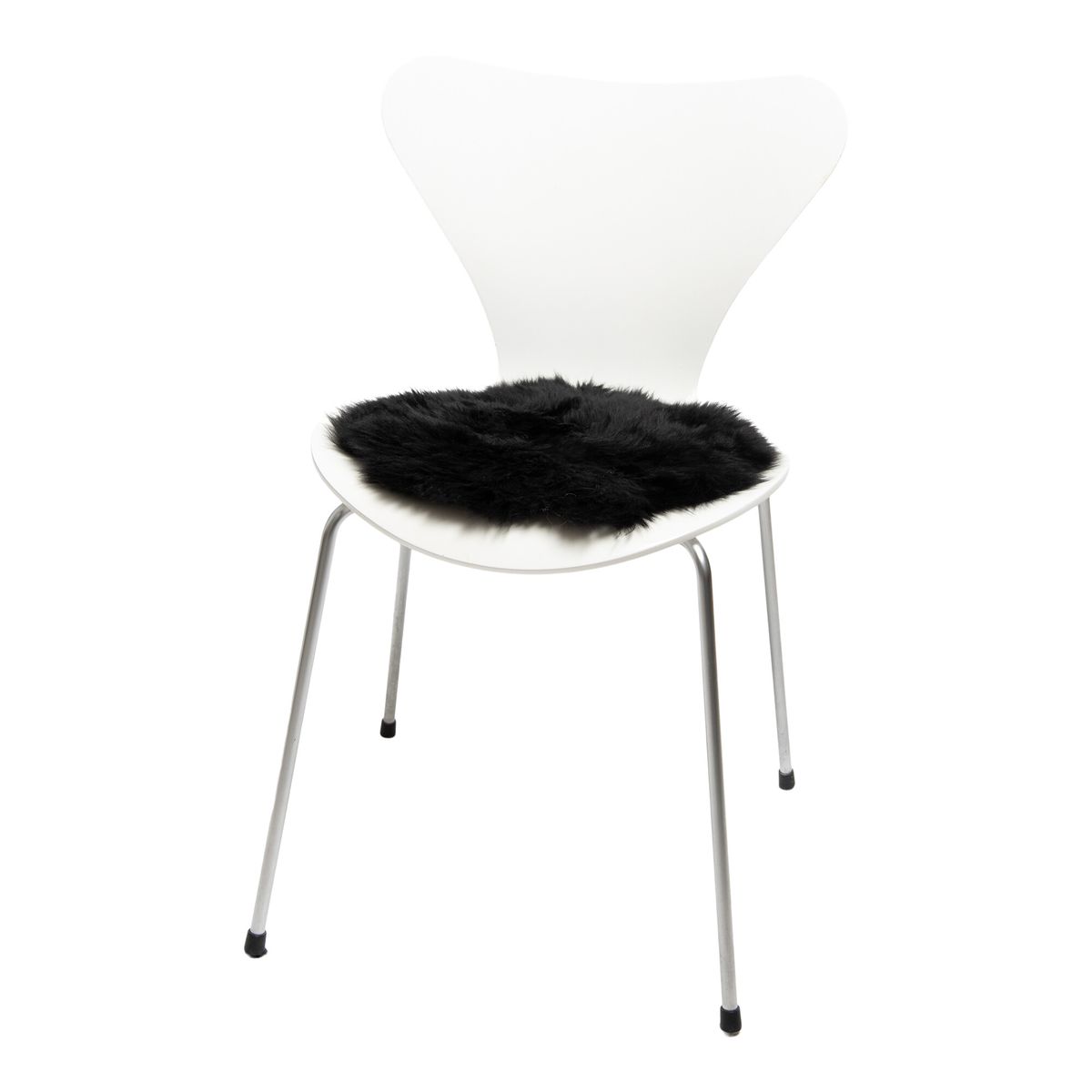 Stolsdyna 2-pack | Fårskinn | Lång lugg | D35 cm Svart