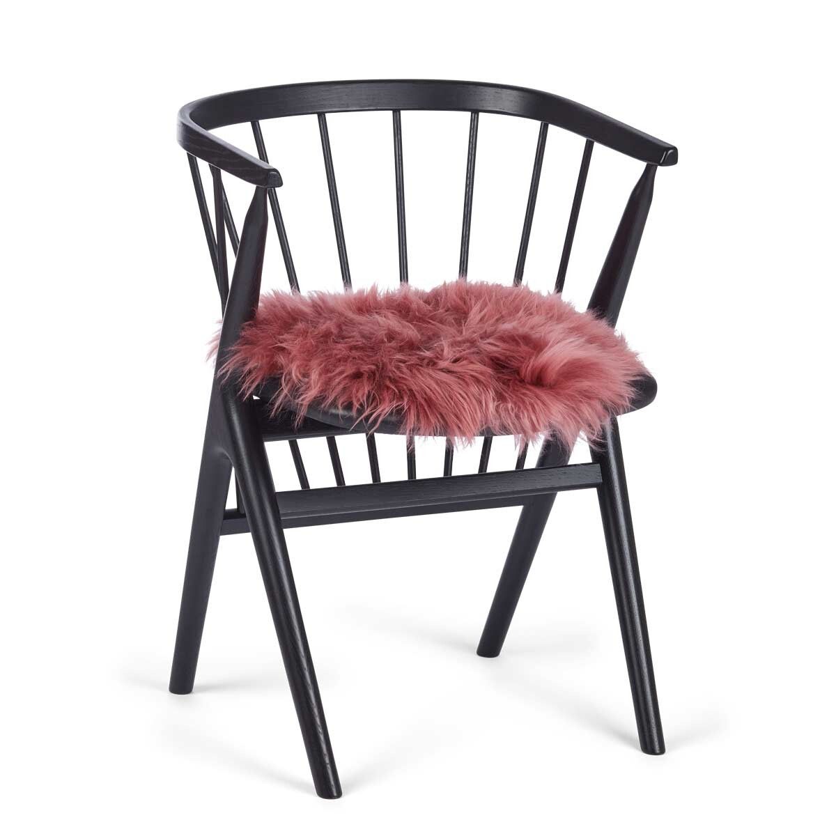 Stolsdyna | Fårskinn | Lång lugg | D38 cm Gammalrosa