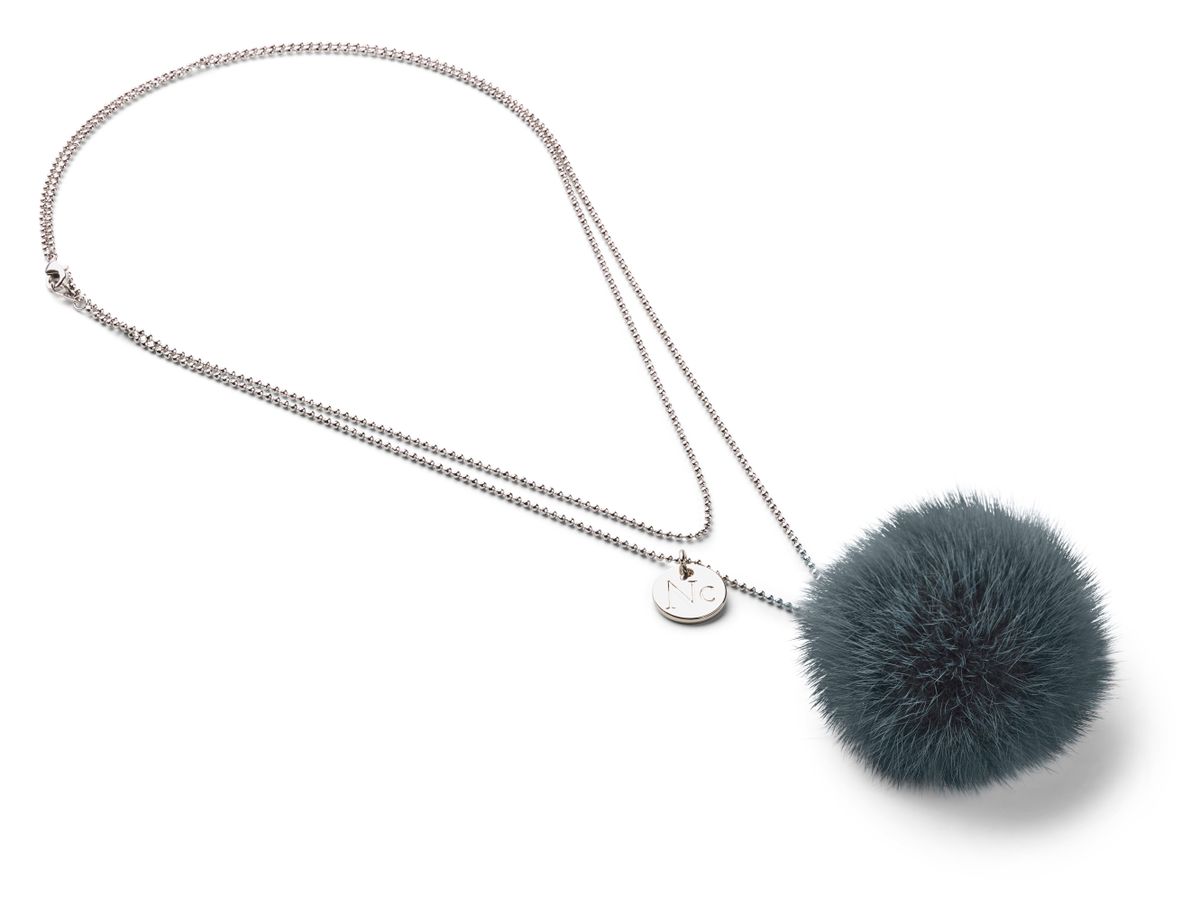 Halsband med minktofs Ljus Pastellgrön