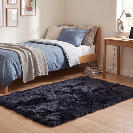 Fårskinnsmatta | Lång lugg  Navy